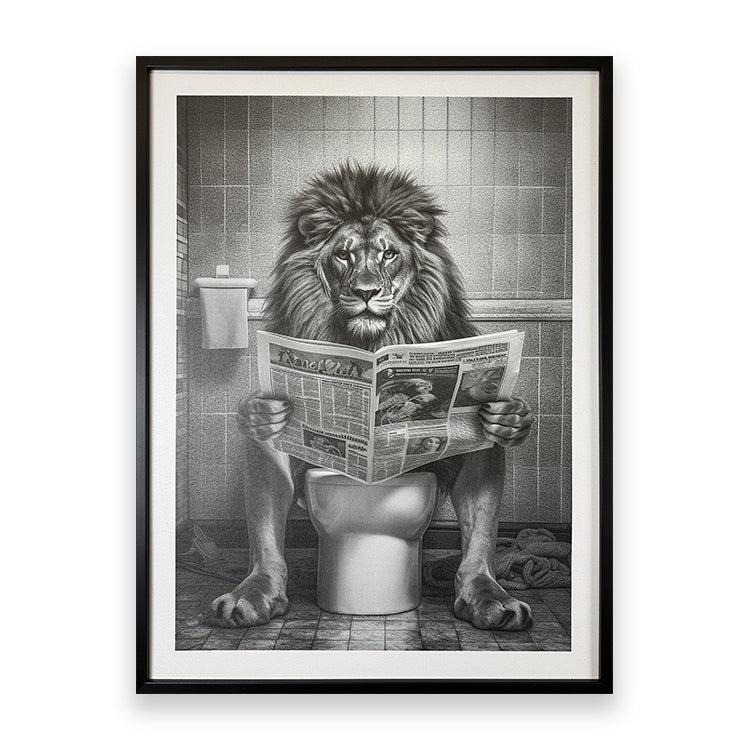 photoframesandart Black & White Funny Animal Bathroom Canvas | Lion
