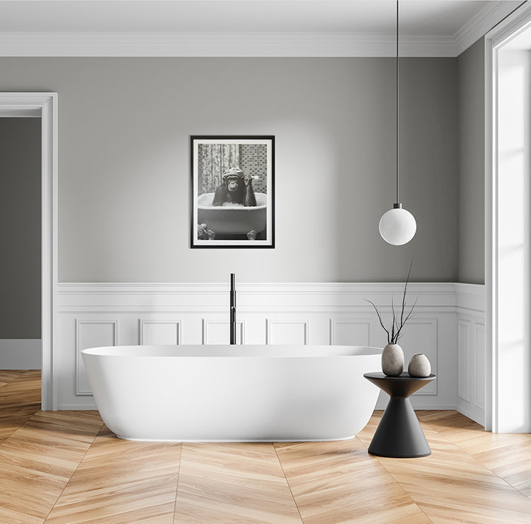 Photoframesandart Black & White Funny Animal Bathroom Canvas | Monkey