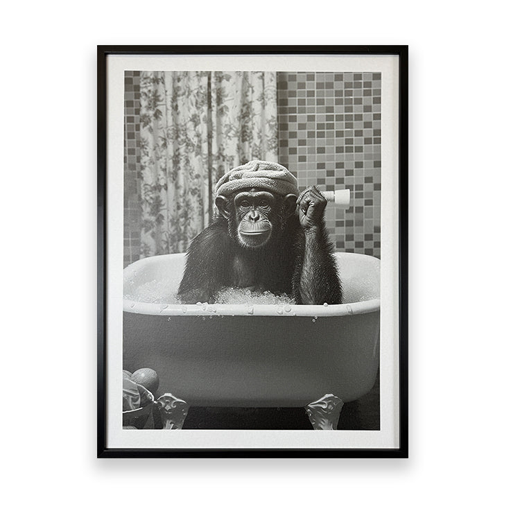 photoframesandart Black & White Funny Animal Bathroom Canvas | Monkey