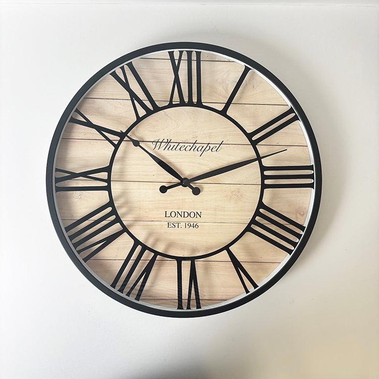 photoframesandart Black & Wood Effect Wall Clock | 40.5cm