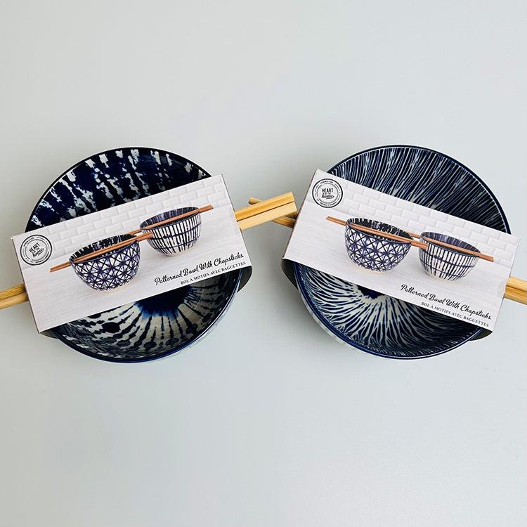 Photoframesandart Blue Patterned Ramen Bowls | Set Of 2