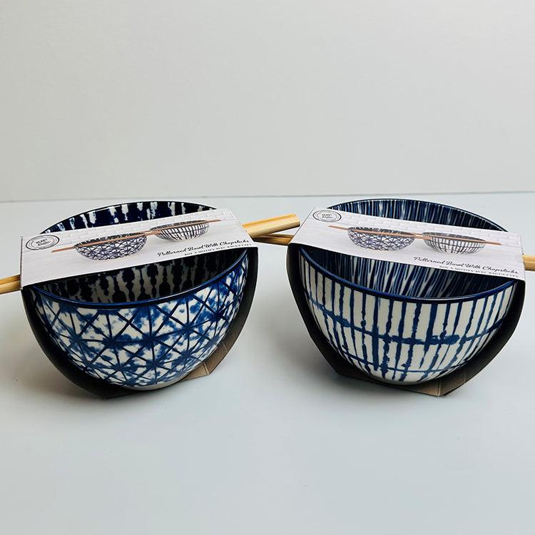 photoframesandart Blue Patterned Ramen Bowls | Set of 2