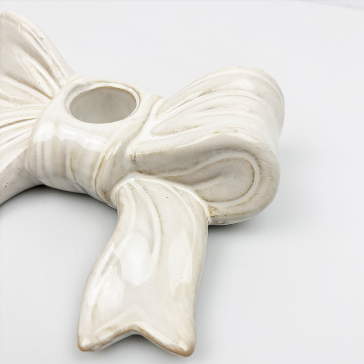Photoframesandart Bow Ceramic Candle Holders | Set Of 2
