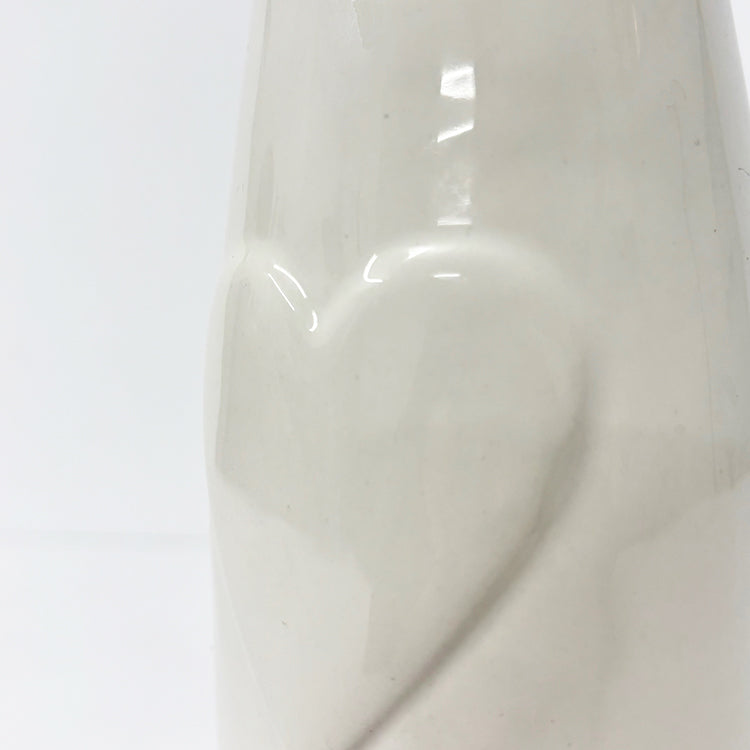 Photoframesandart Ceramic Bottle Vase With Heart | White