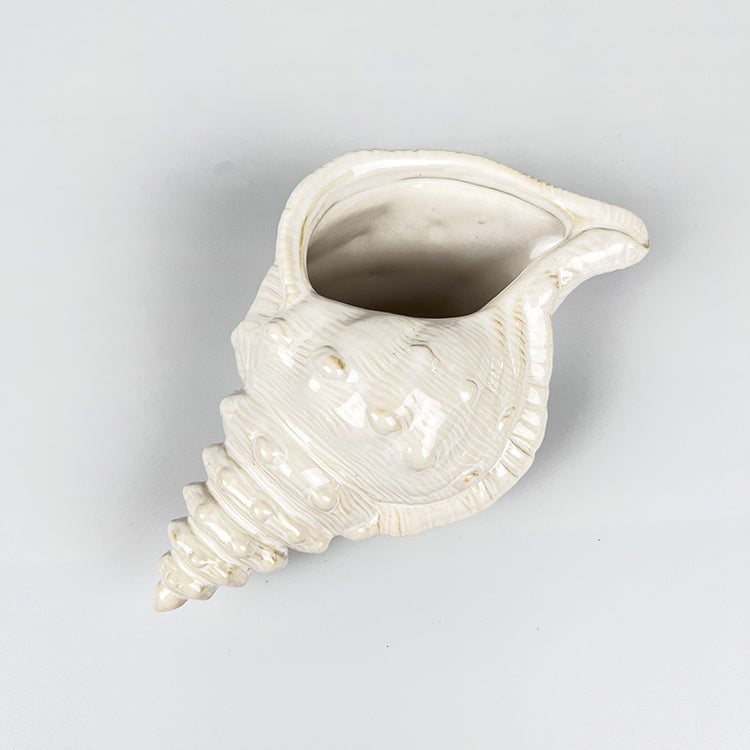 Photoframesandart Ceramic Conch Shell Ornament | White