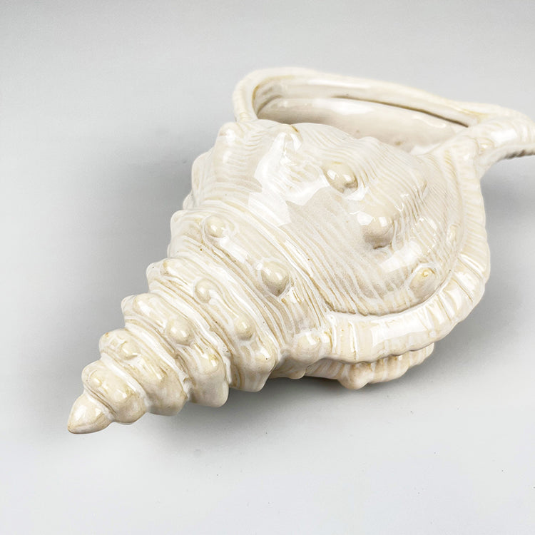 Photoframesandart Ceramic Conch Shell Ornament | White