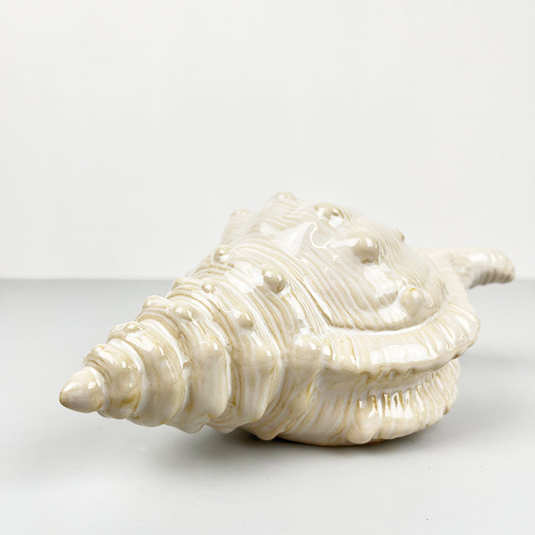 Photoframesandart Ceramic Conch Shell Ornament | White