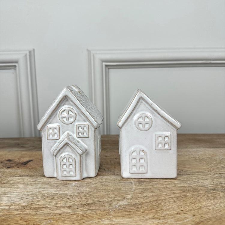 Photoframesandart Ceramic Houses Candle Holders | Set Of 2