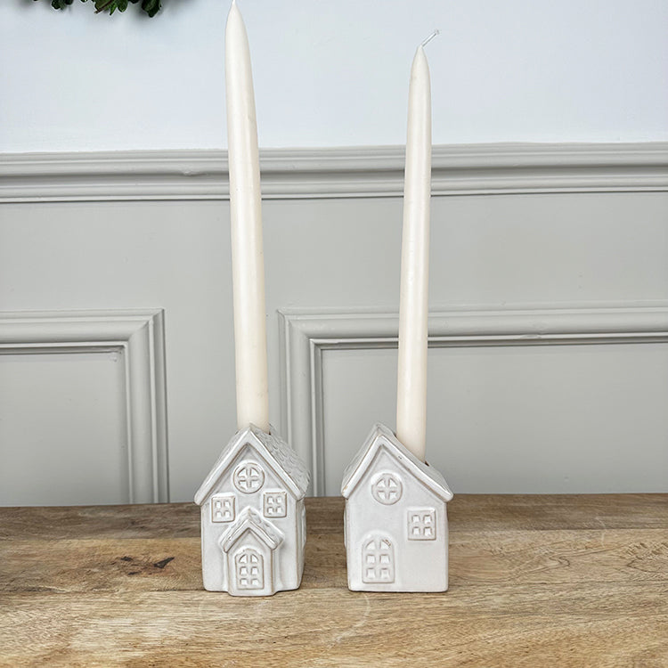 photoframesandart Ceramic Houses Candle Holders | Set of 2