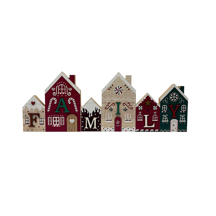 Photoframesandart Christmas Family Sign | Wooden Gingerbread Houses