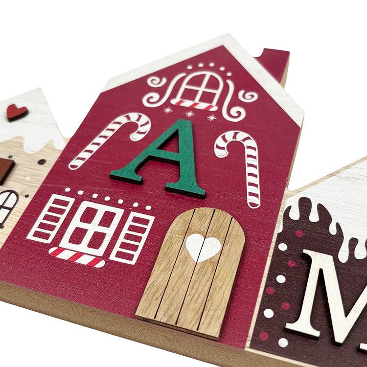 Photoframesandart Christmas Family Sign | Wooden Gingerbread Houses