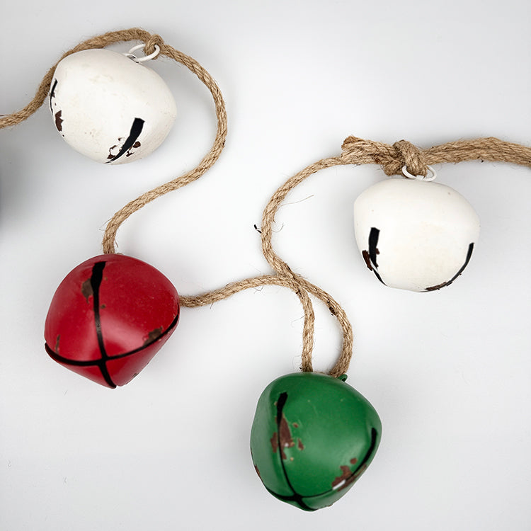 Photoframesandart Christmas Metal Bell Garland | Green Red And White