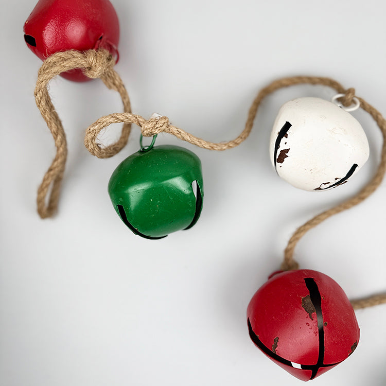 Photoframesandart Christmas Metal Bell Garland | Green Red And White