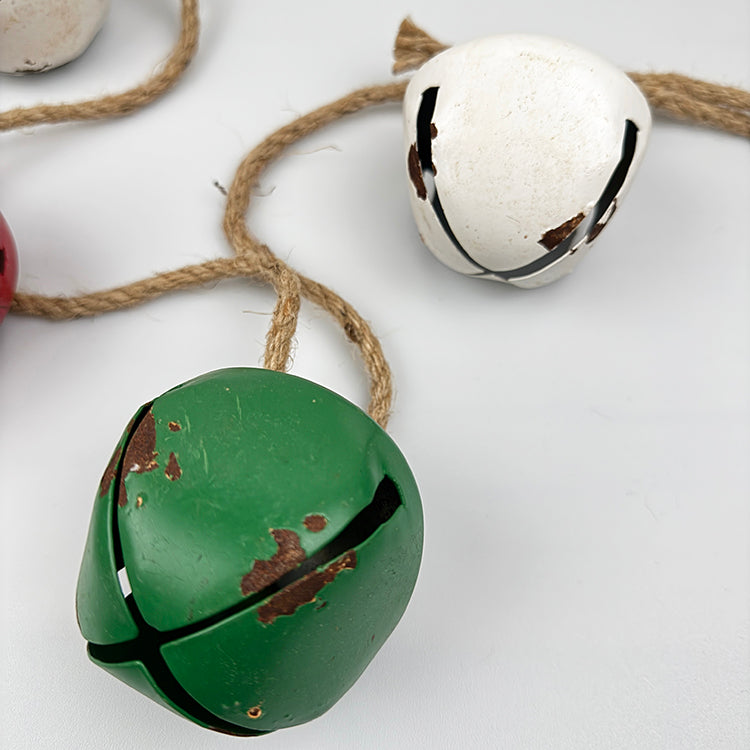 Photoframesandart Christmas Metal Bell Garland | Green Red And White