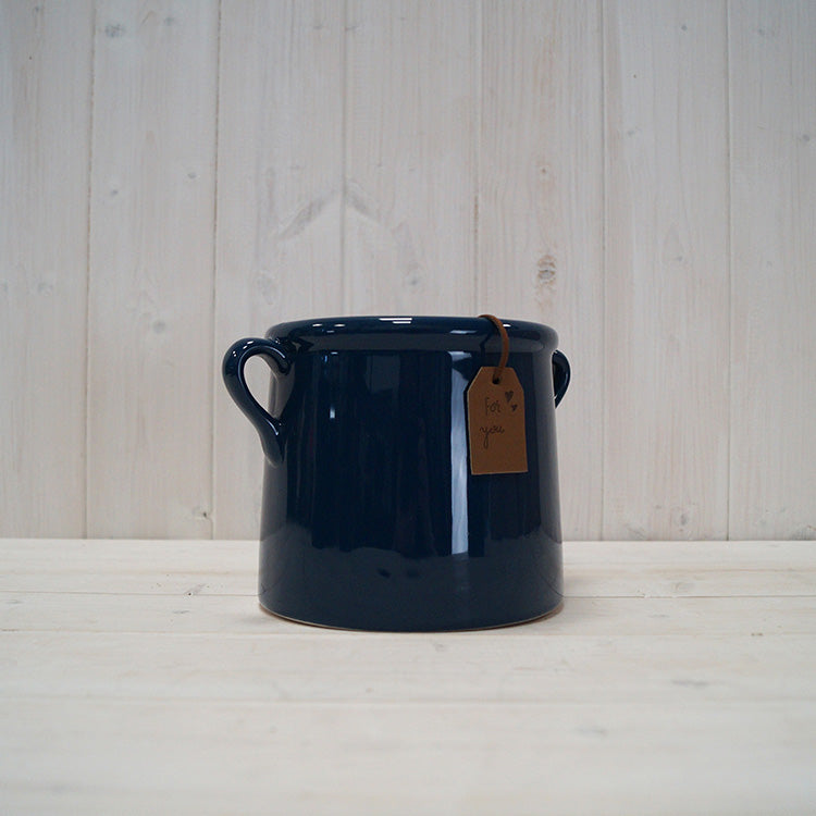 Photoframesandart Dark Blue Ceramic Milk Churn Vases | 3 Sizes Available