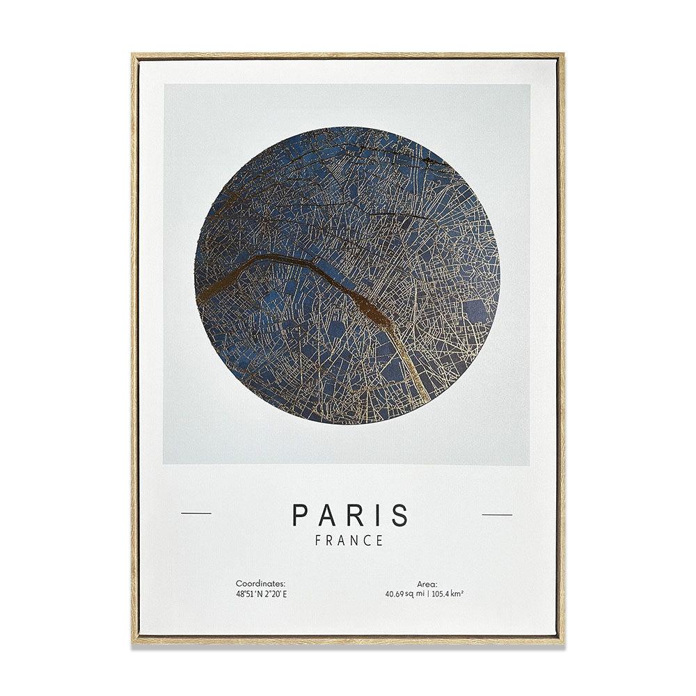 Photoframesandart Dark Blue Gold Foiled Canvas Map | Paris