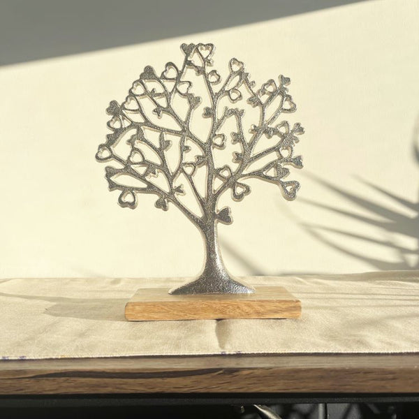 Photoframesandart Decorative Silver Tree Of Life | Wooden Base