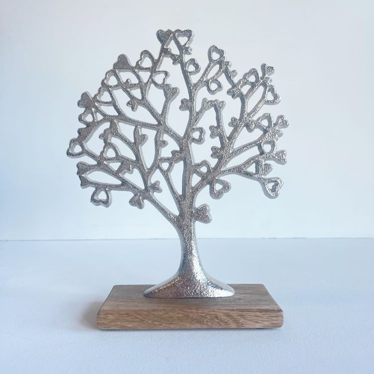 photoframesandart Decorative Silver Tree Of Life | Wooden Base