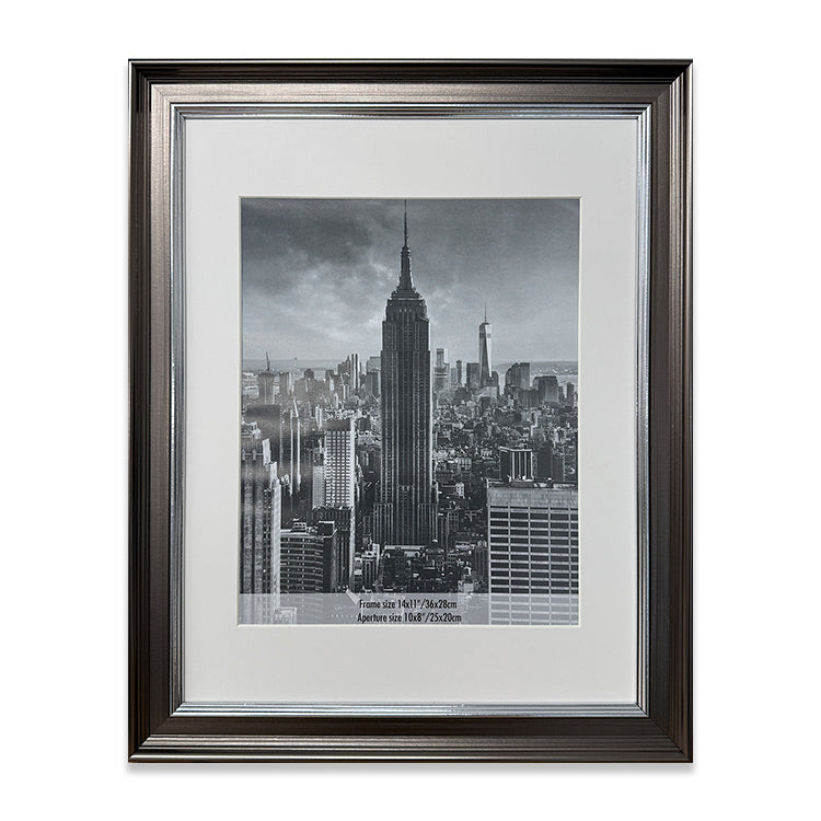 photoframesandart Everyday 14x11 Photo Frame With Mount | Geneva Gunmetal