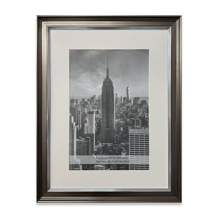 photoframesandart Everyday 16x12 Photo Frame With Mount | Geneva Gunmetal