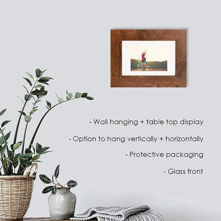 Photoframesandart Everyday 6x4" Photo Frame With Mount | Rustic Wood Effect