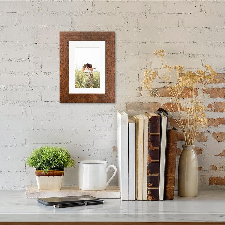 Photoframesandart Everyday 7x5" Photo Frame With Mount | Rustic Wood Effect
