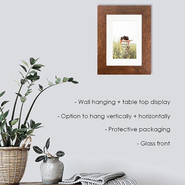 Photoframesandart Everyday 7x5" Photo Frame With Mount | Rustic Wood Effect