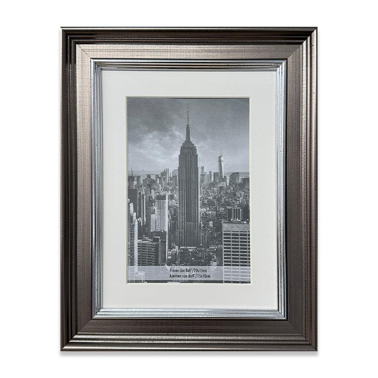 photoframesandart Everyday 8x6 Photo Frame With Mount | Geneva Gunmetal