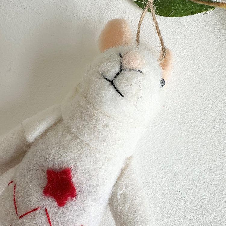 Photoframesandart Felt Christmas Mouse Decoration | Red Star Jumper