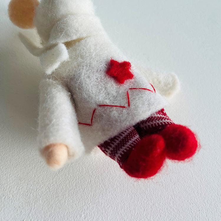 Photoframesandart Felt Christmas Mouse Decoration | Red Star Jumper