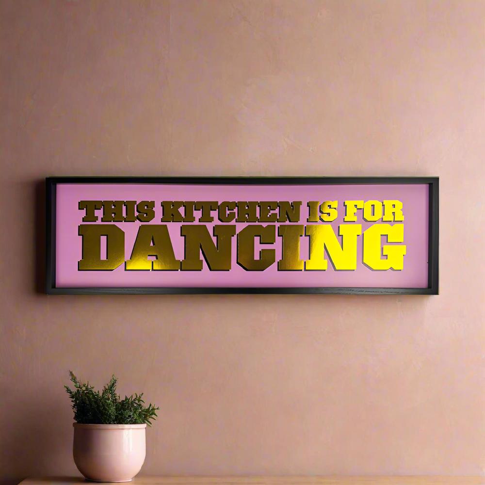 Photoframesandart Foiled Typography Framed Art | This Kitchen Is For Dancing