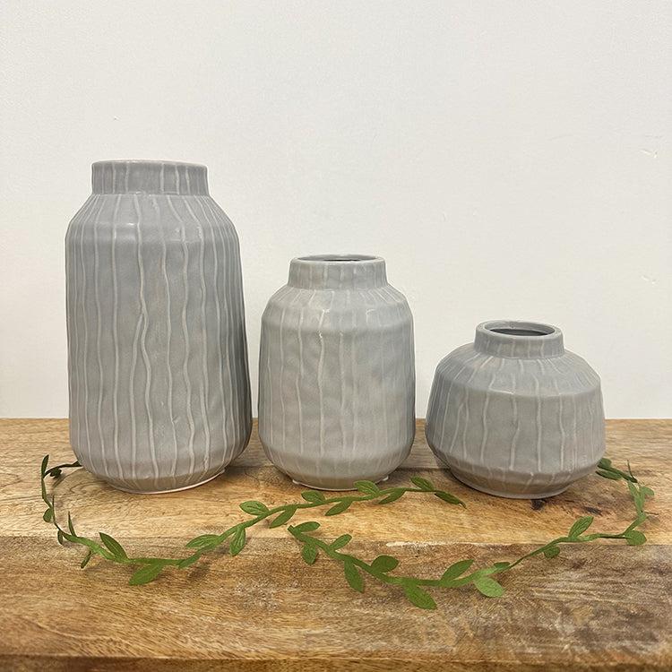photoframesandart Glazed Pastel Grey Vases | Set of 3