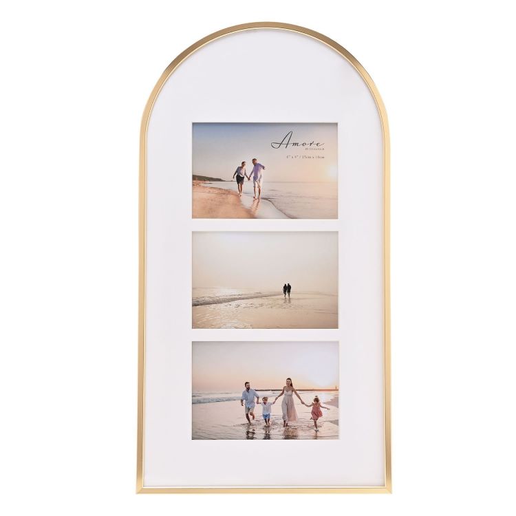 photoframesandart Gold Arch Topped Photo Frame | 3 6x4" Apertures