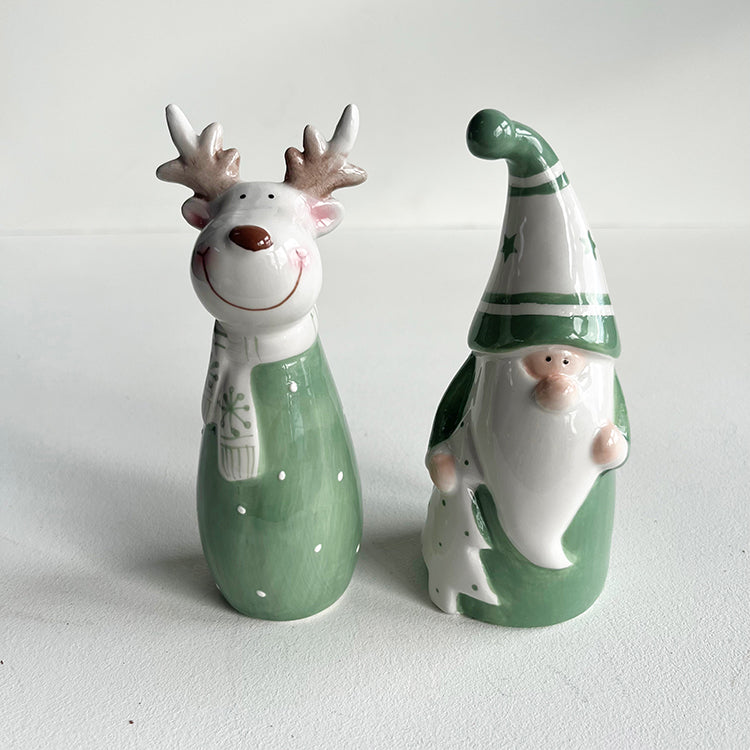 Photoframesandart Green Ceramic Christmas Decoration | Santa Or Reindeer