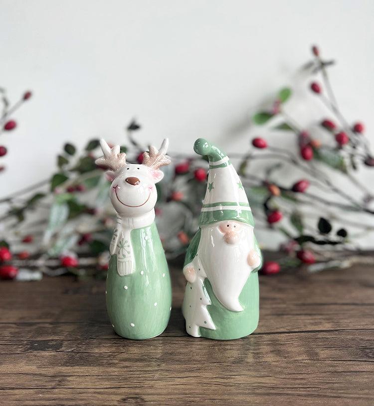 photoframesandart Green Ceramic Christmas Decoration | Santa or Reindeer