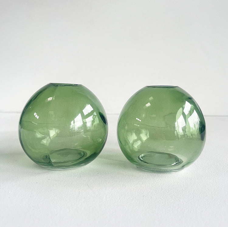 photoframesandart Green Glass Globe Bud Vases | Set of 2