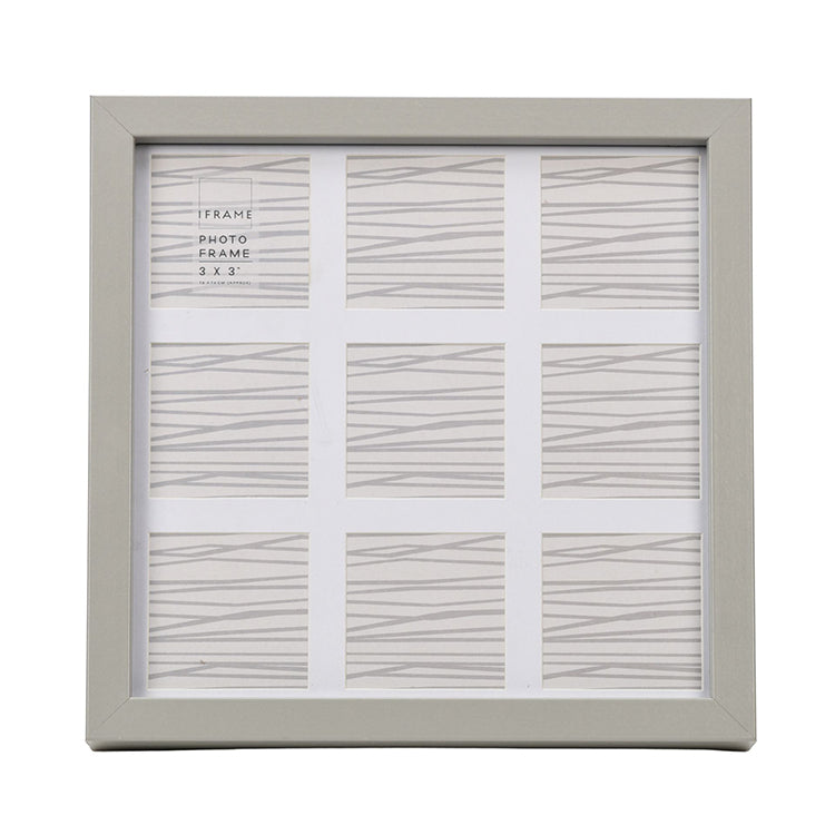 photoframesandart Grey Collage Frame | 9 3x3" Apertures photoframesandart Grey Collage Frame | 9 3x3" Apertures