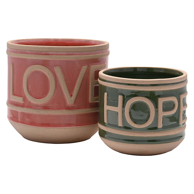 Photoframesandart Love And Hope Ceramic Planters | Set Of 2