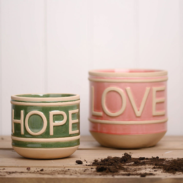 photoframesandart Love and Hope Ceramic Planters | Set of 2