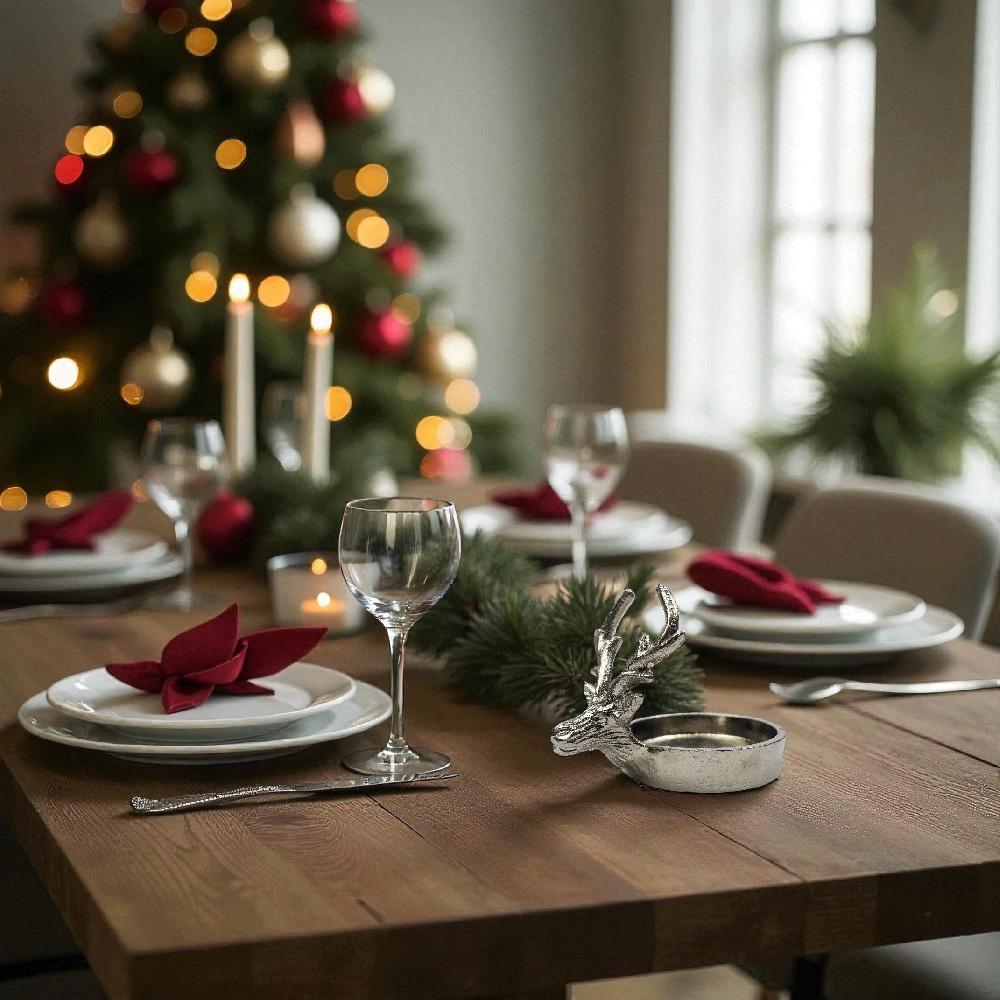 Photoframesandart Minimalist Decor Reindeer Candle Holder | Silver Metal