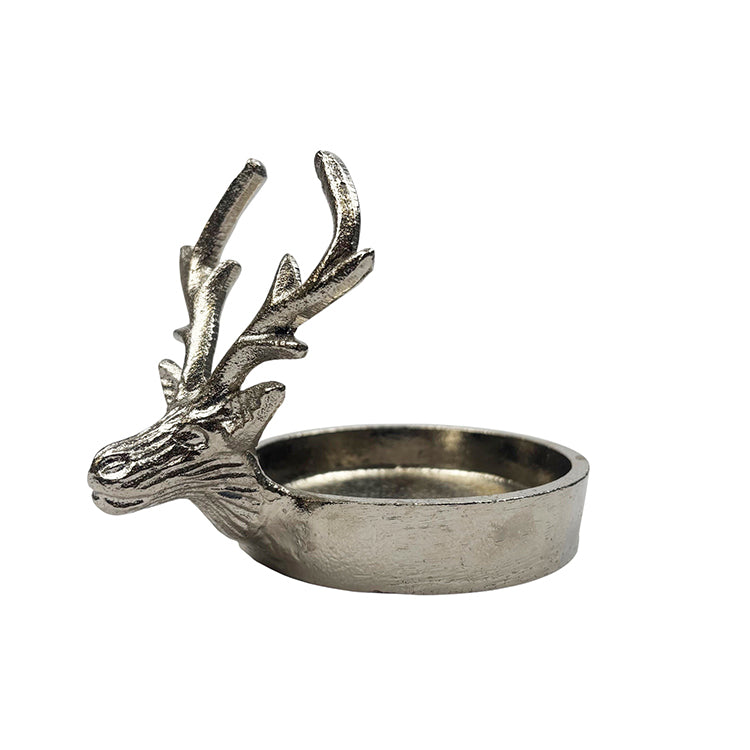 Photoframesandart Minimalist Decor Reindeer Candle Holder | Silver Metal