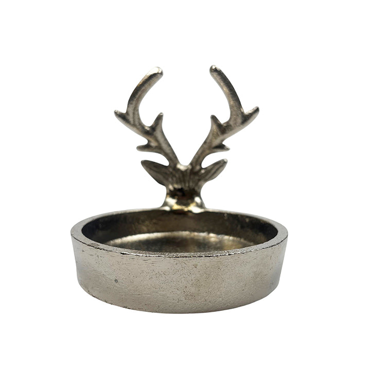 Photoframesandart Minimalist Decor Reindeer Candle Holder | Silver Metal