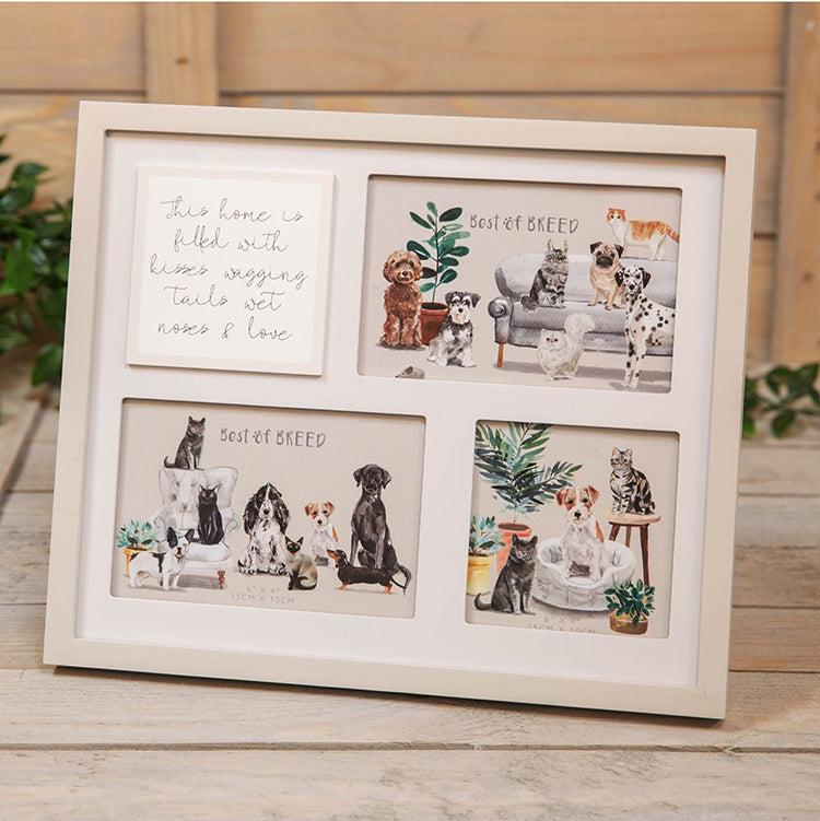 photoframesandart Multi Aperture Dog Photo Frame | Grey Wooden