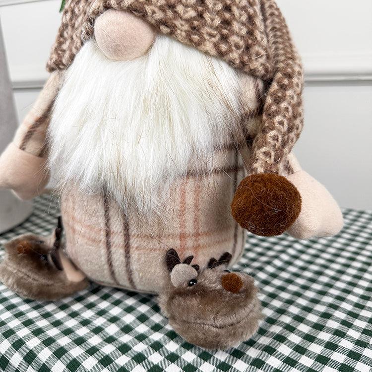 Photoframesandart Neutral Christmas Gonk With Slippers | Brown And White Check