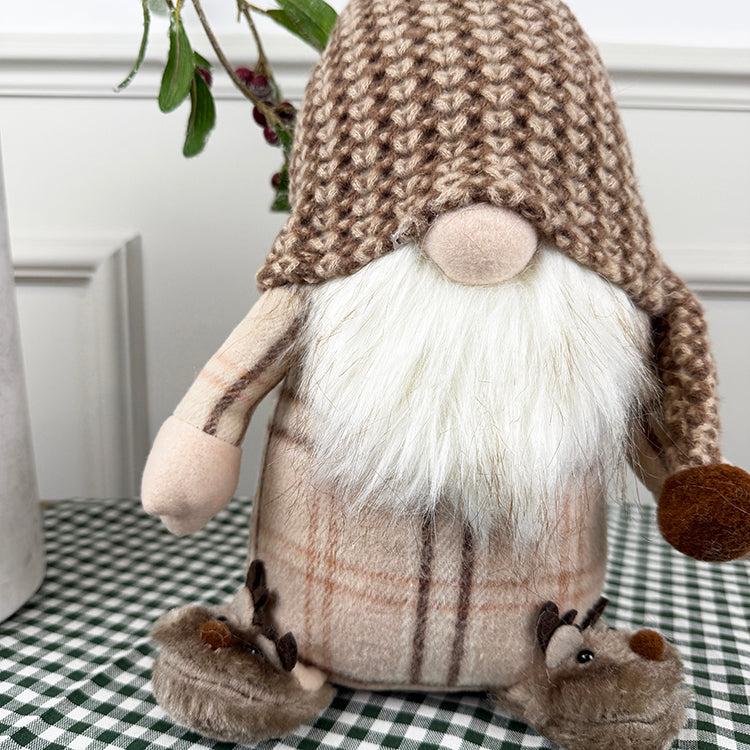 Photoframesandart Neutral Christmas Gonk With Slippers | Brown And White Check