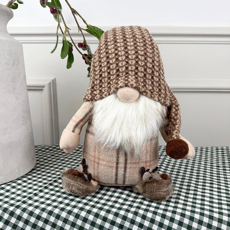 photoframesandart Neutral Christmas Gonk With Slippers | Brown and White Check