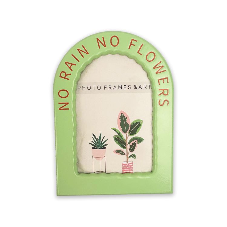 Photoframesandart No Rain No Flowers Green Frame | 6x4"
