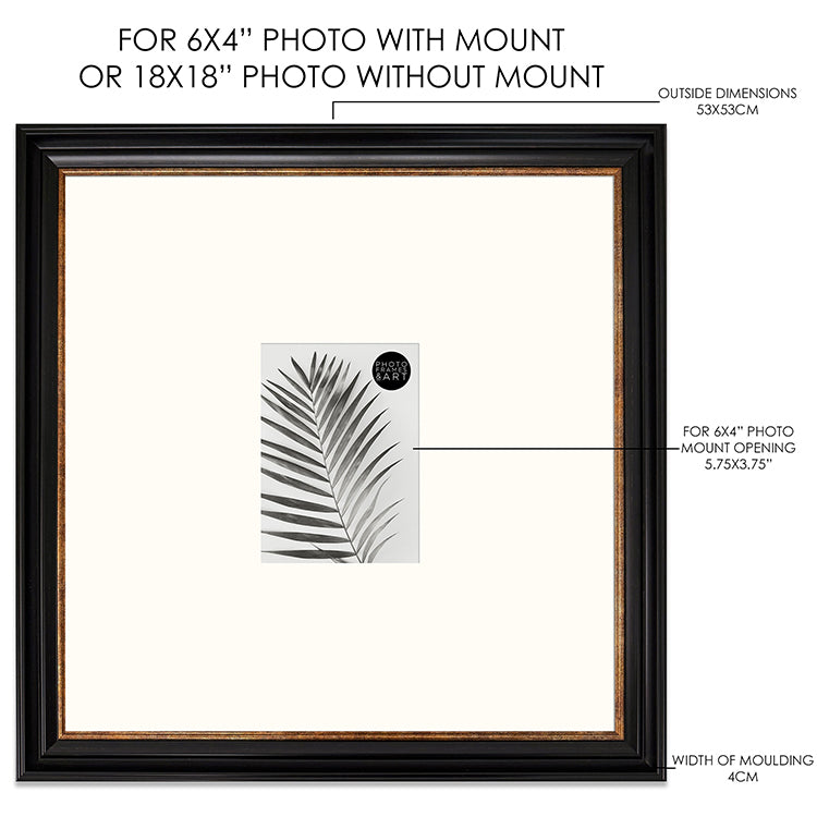 Photoframesandart Oversized Mount 16x16" For 8x8" | Vintage Black