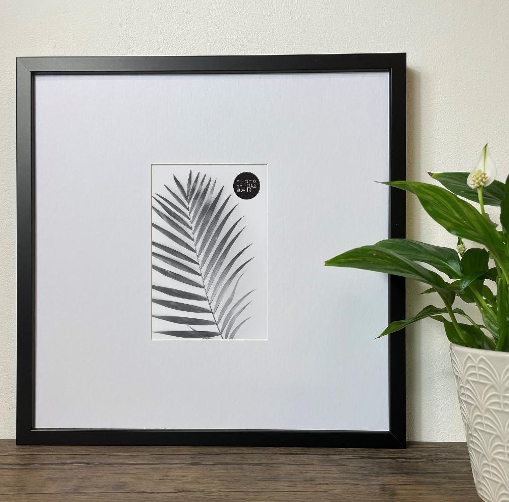 photoframesandart Oversized Mount Wooden 12x12" Black Frame For 6x4" | Signature Collection