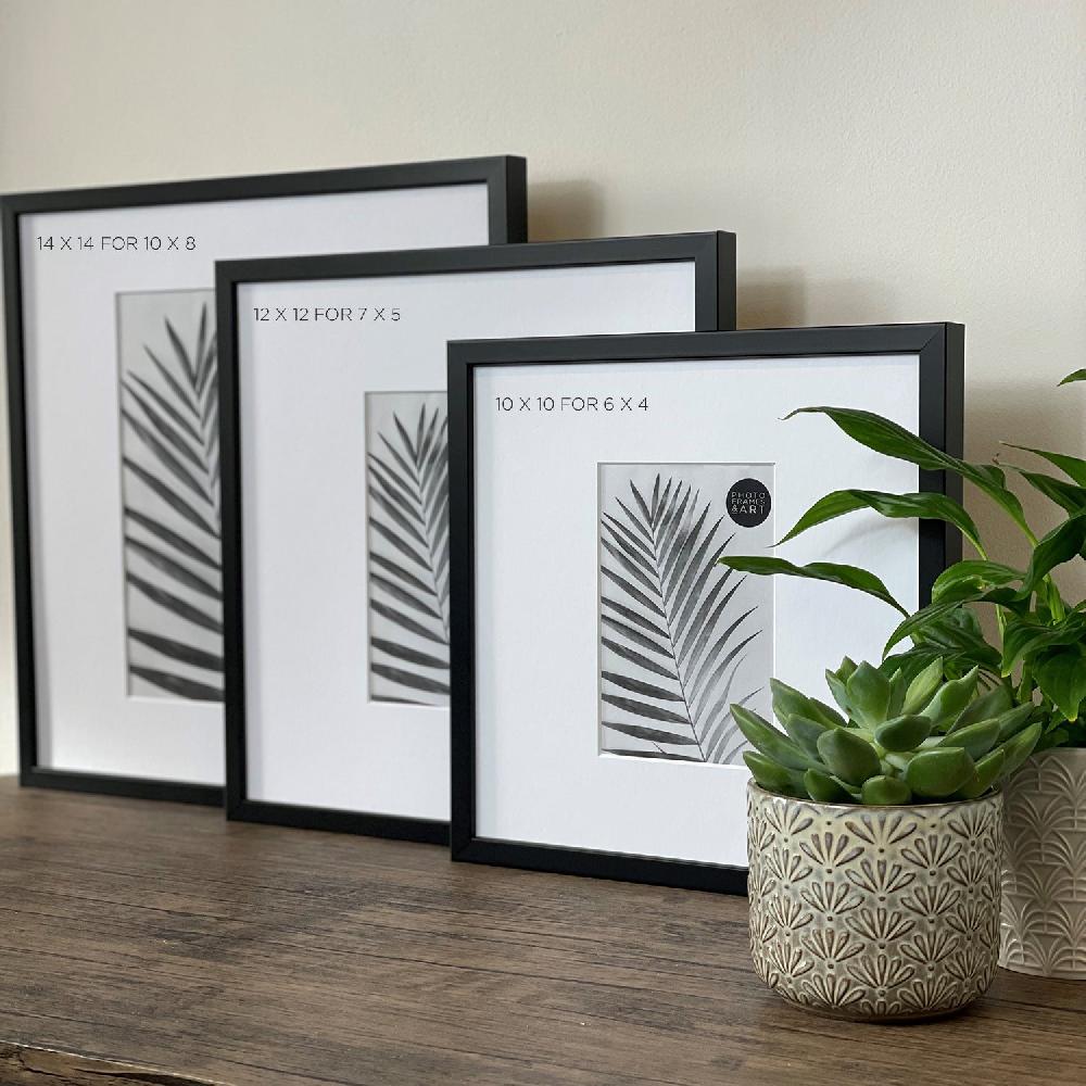Photoframesandart Oversized Mount Wooden 12x12" Black Frame For 7x5" | Signature Collection